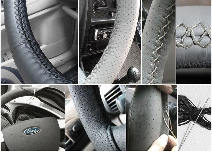 AMAZING GENUINE LEATHER LACE UP STEERING WHEEL COVER eBay